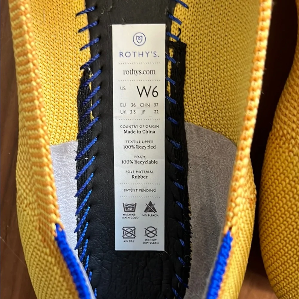 Rothy's Yellow and Blue Pointed-Toe Flats - Picture 2 of 7